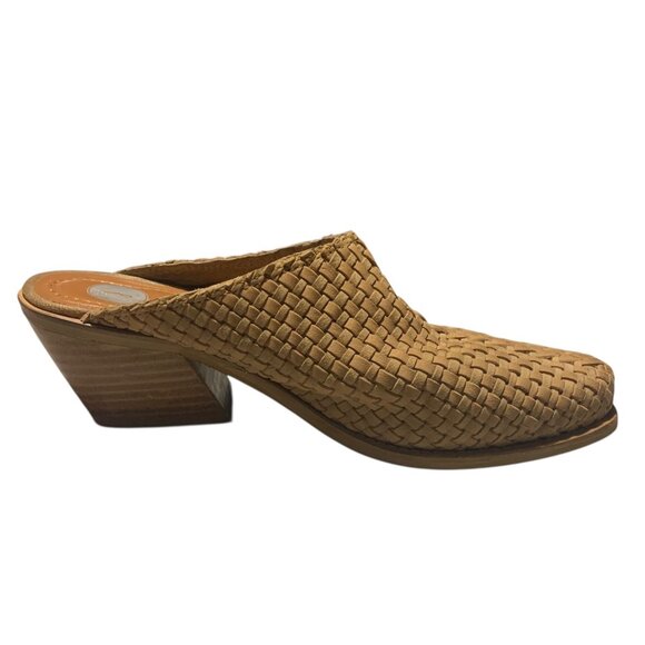 J BRAND Tan Western Heeled Woven Slip-On Women's Leather Mules Size 7.5M - Picture 5 of 8